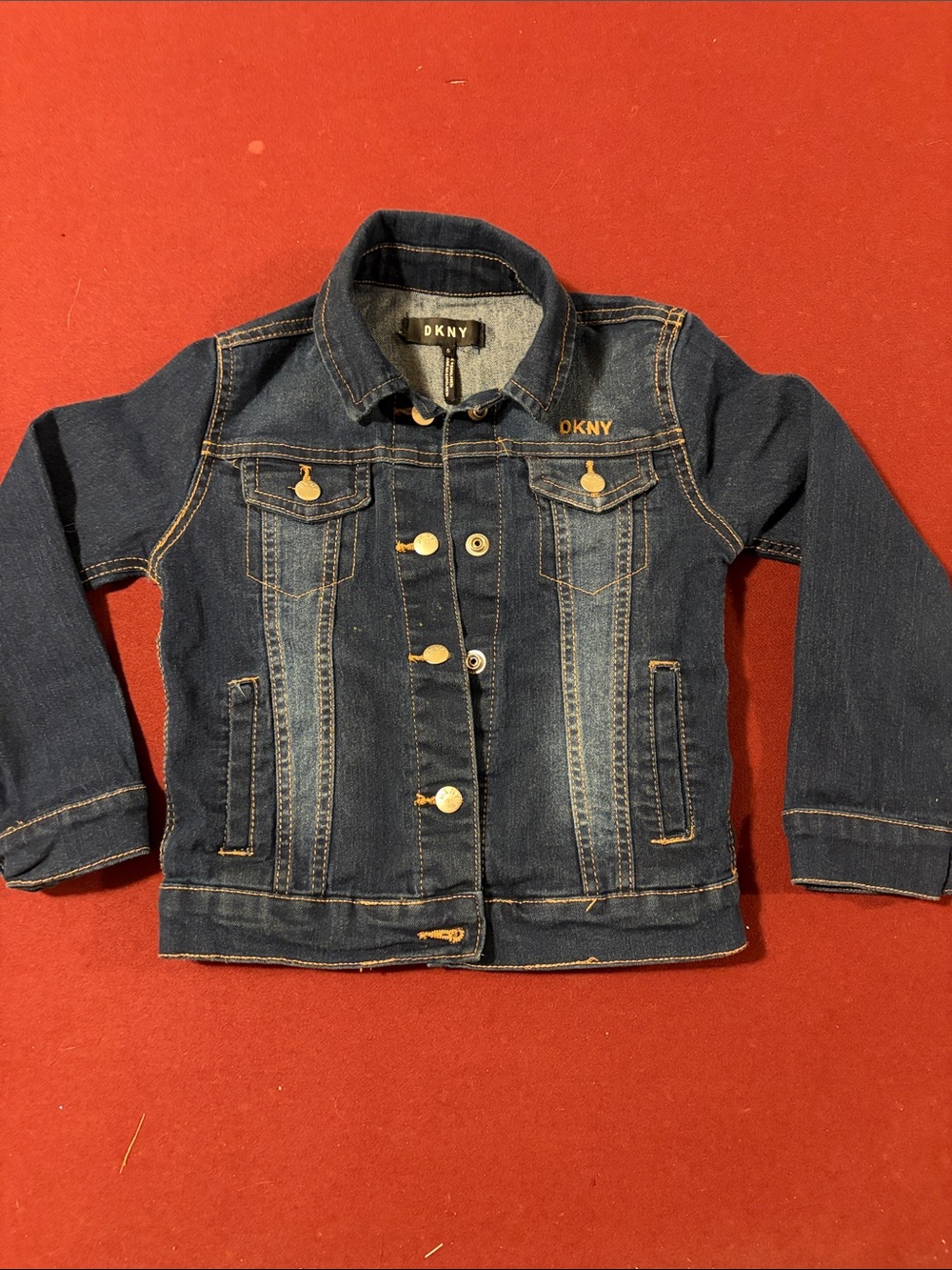 DKNY Girls Navy Blue Denim Jacket with Contrast Stitching
